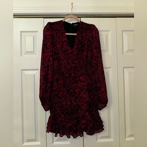 NWOT Express Red and Purple Printed Dress size Small